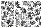 Black and White Tropical Leaves Seam, a Pattern Graphic by Design Market (Thumbnail 3 of 4)