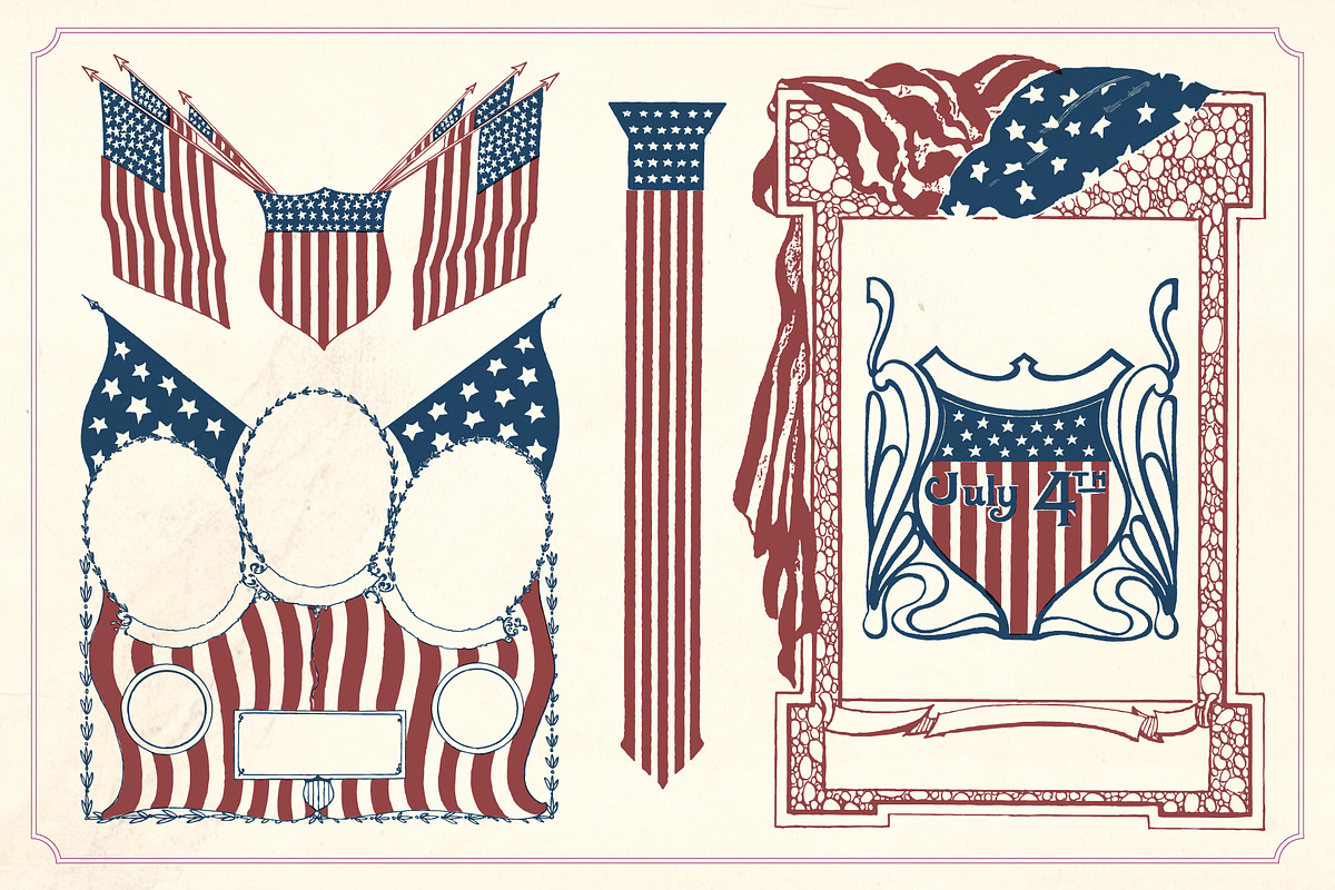 Vintage 4th of July illustrations, a Seasonal Illustration by Mr Vintage (Photo 5 of 7)