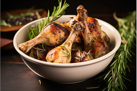 a bowl of jerk drumsticks with, a Food & Drink Photo by Sergey Kotenev
