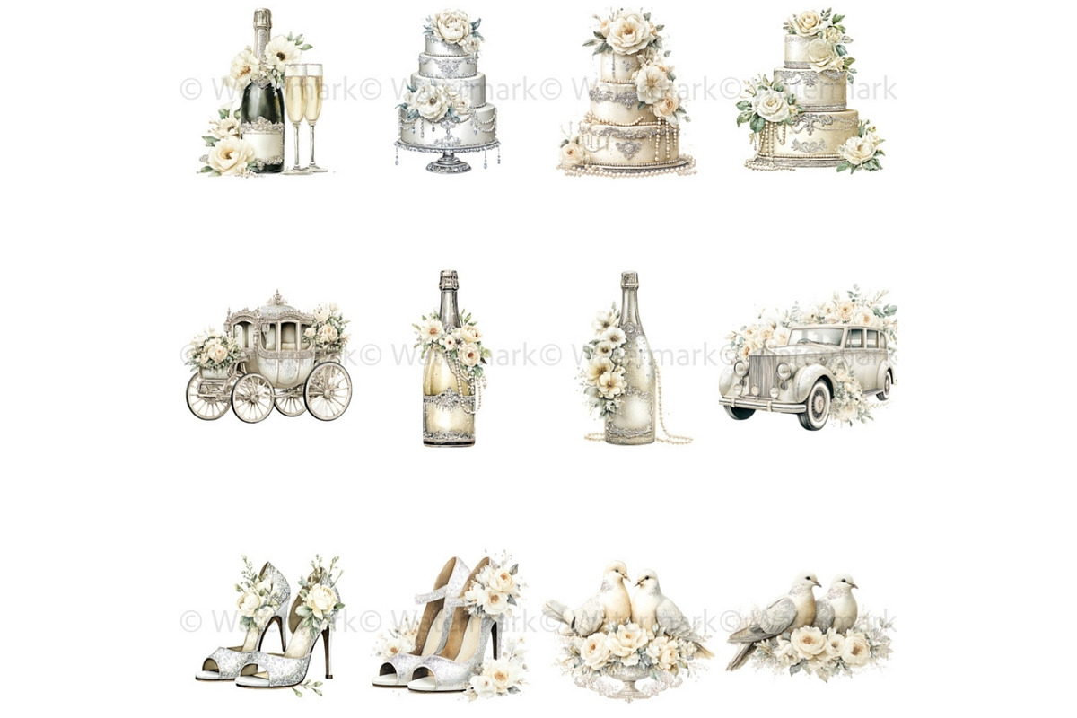Elegant Watercolor Wedding Clipart, a Decorative Illustration by Nicole Branger Art (Photo 7 of 22)