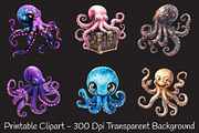 Octopus Watercolor ClipArt's, an Illustration by RobertsArt (Thumbnail 3 of 7)