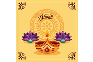 happy diwali lettering, an Illustration by studiogstock