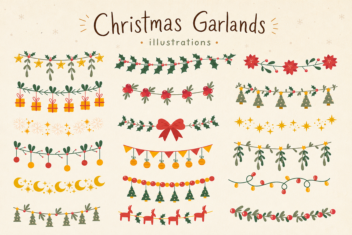 Christmas Decorations Illustrations, a Seasonal Illustration by Anna Studio (Photo 11 of 11)