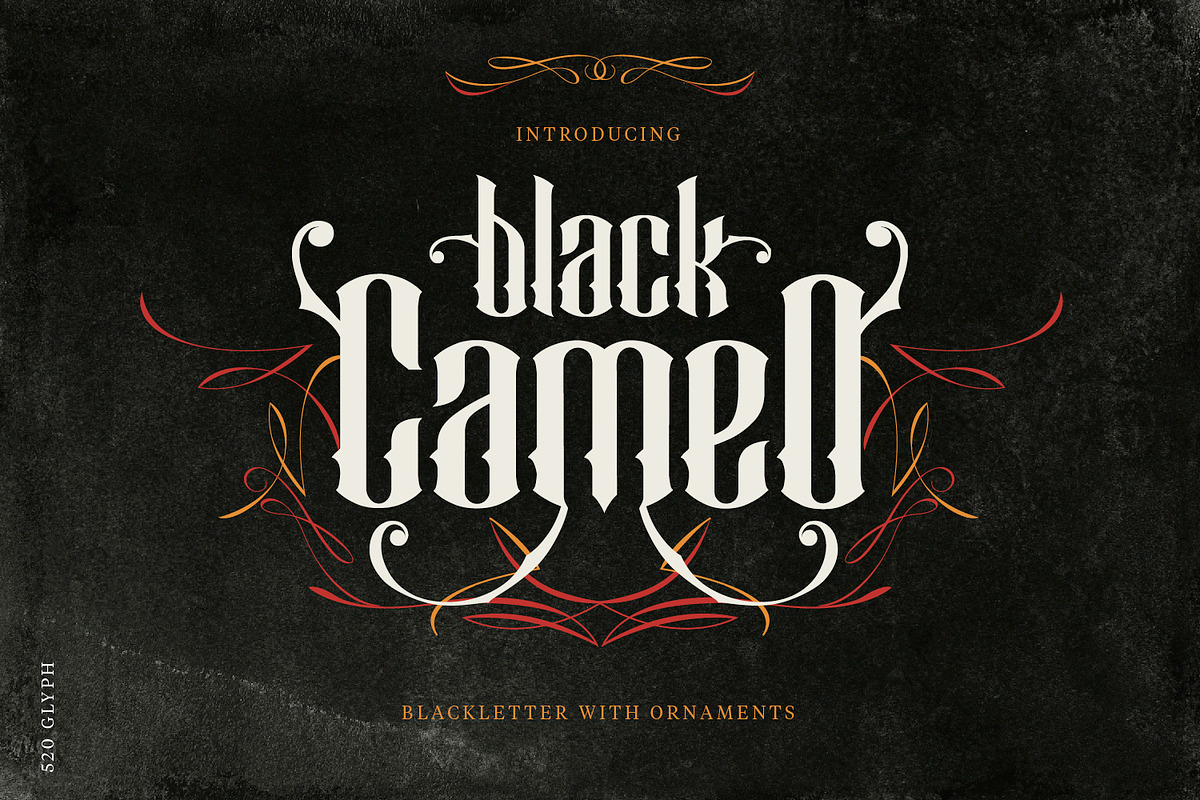 Black Cameo - With Bonus Ornaments, a Blackletter Font by creativemedialab (Photo 1 of 8)