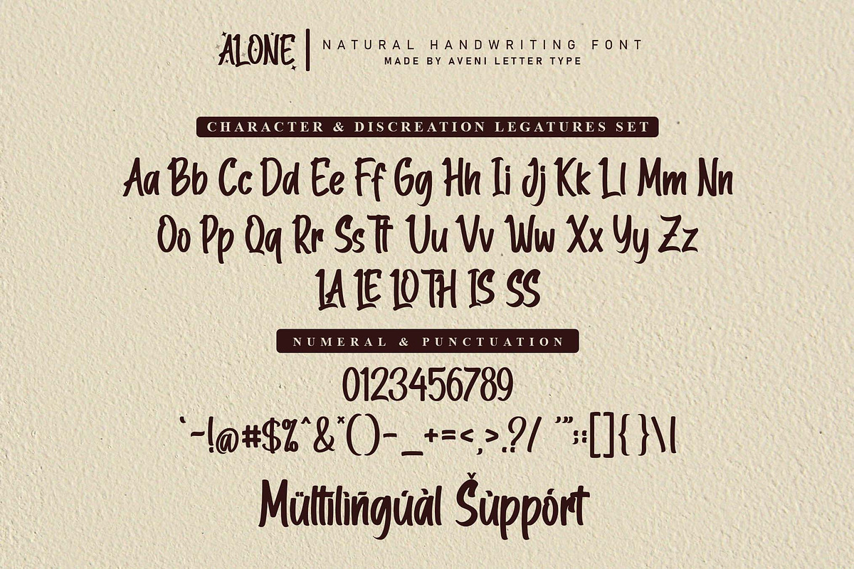 Alone | Handwritten, a Handwritten Font by Aveni Letter Type (Photo 8 of 9)