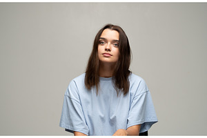 Young woman with pensive expression