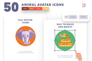 50 Animal Avatar Icons, an Outline Icon by Dighital (Thumbnail 4 of 9)