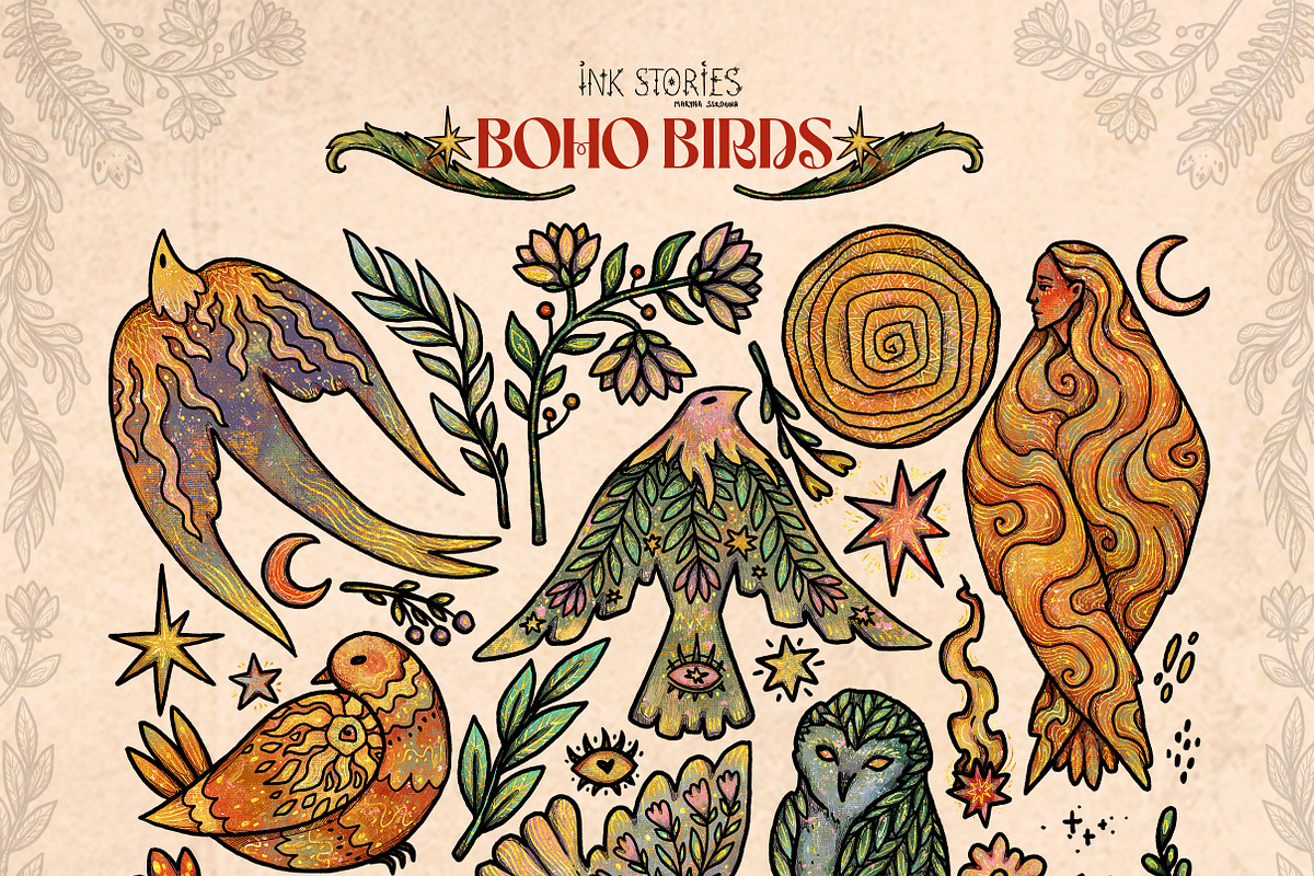 Boho Birds, an Animal Illustration by Ink Stories (Photo 2 of 16)