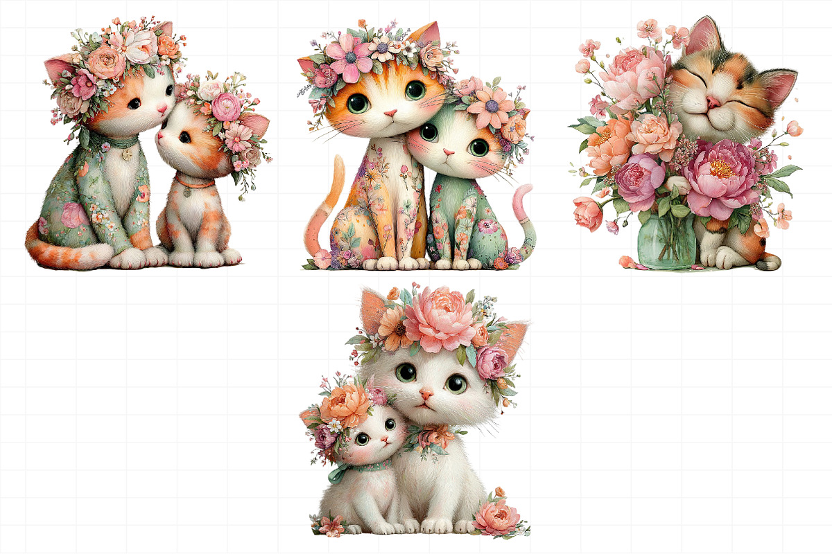 Whimsical Mother’s Day Cat Clipart, an Illustration by Daily.Designs (Photo 3 of 7)