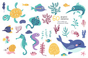 Mermaid Clipart & Pattern, a Wallpaper Graphic by Nafanya (Thumbnail 4 of 9)