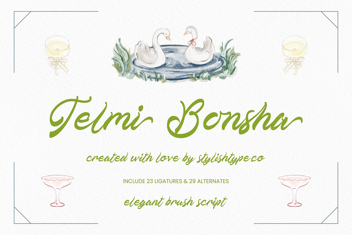 Telmi Bonsha Elegant Brush Script, a Script Font by stylishtype.co (Photo 1 of 10)