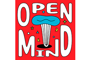 Open Mind - Lettering Hippie Poster