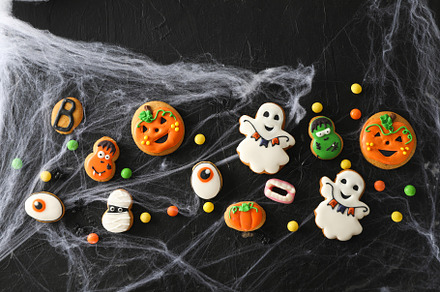 Concept of Halloween sweets, funny sweets, top view, a Holiday Photo by AtlasStudio PRO