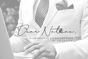 Dear Nathan Signature Font, a Script Font by Arendxstudio