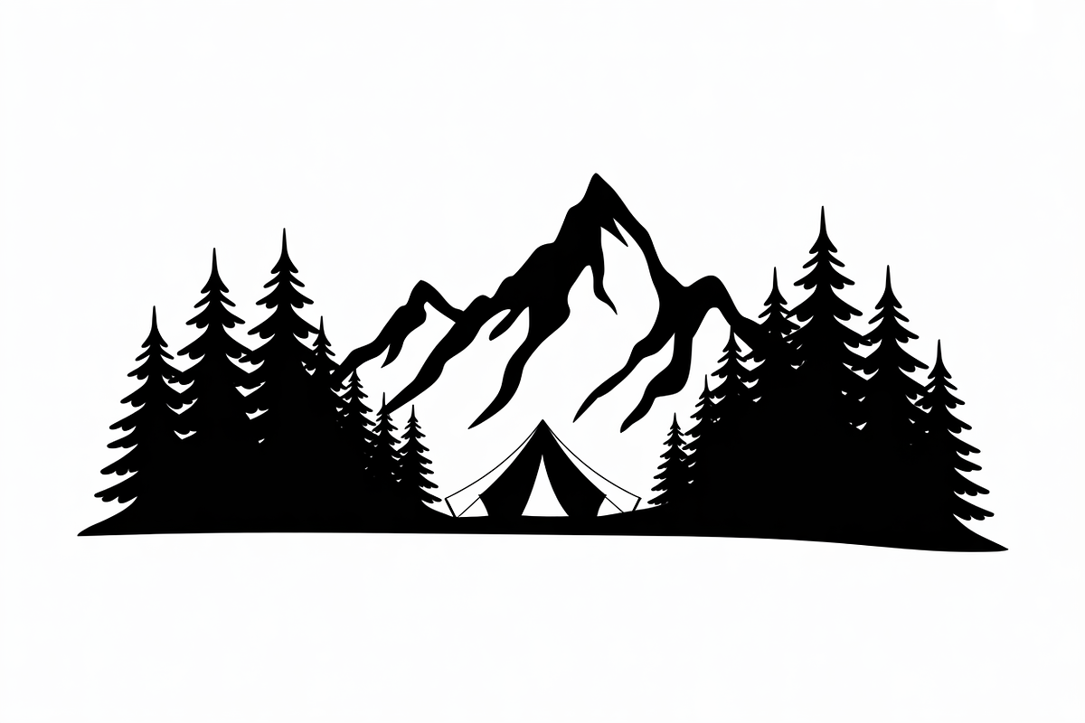 silhouette camping tent mountain, an Illustration by Amazin_art (Photo 2 of 17)