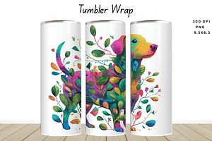 Watercolor Puppy Dog Tumbler Wrap, a Graphic by Cut File
