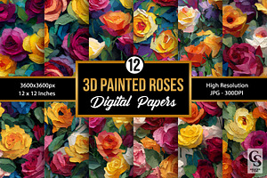 Painted Mixed Media Roses Patterns, a Pattern Graphic by Creative Store