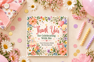 Wildflower Birthday Thank You Canva