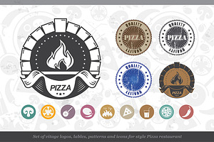 Set of Icons Pizza Restourant