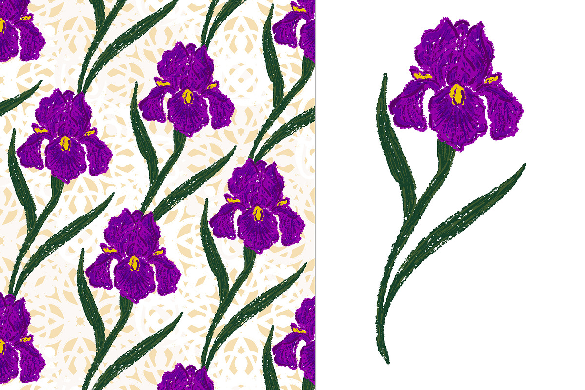 Iris Ornamental Vector Patterns, a Pattern Graphic by NayaChu (Photo 8 of 8)
