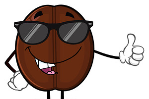 Cute Coffee Bean With Sunglasses