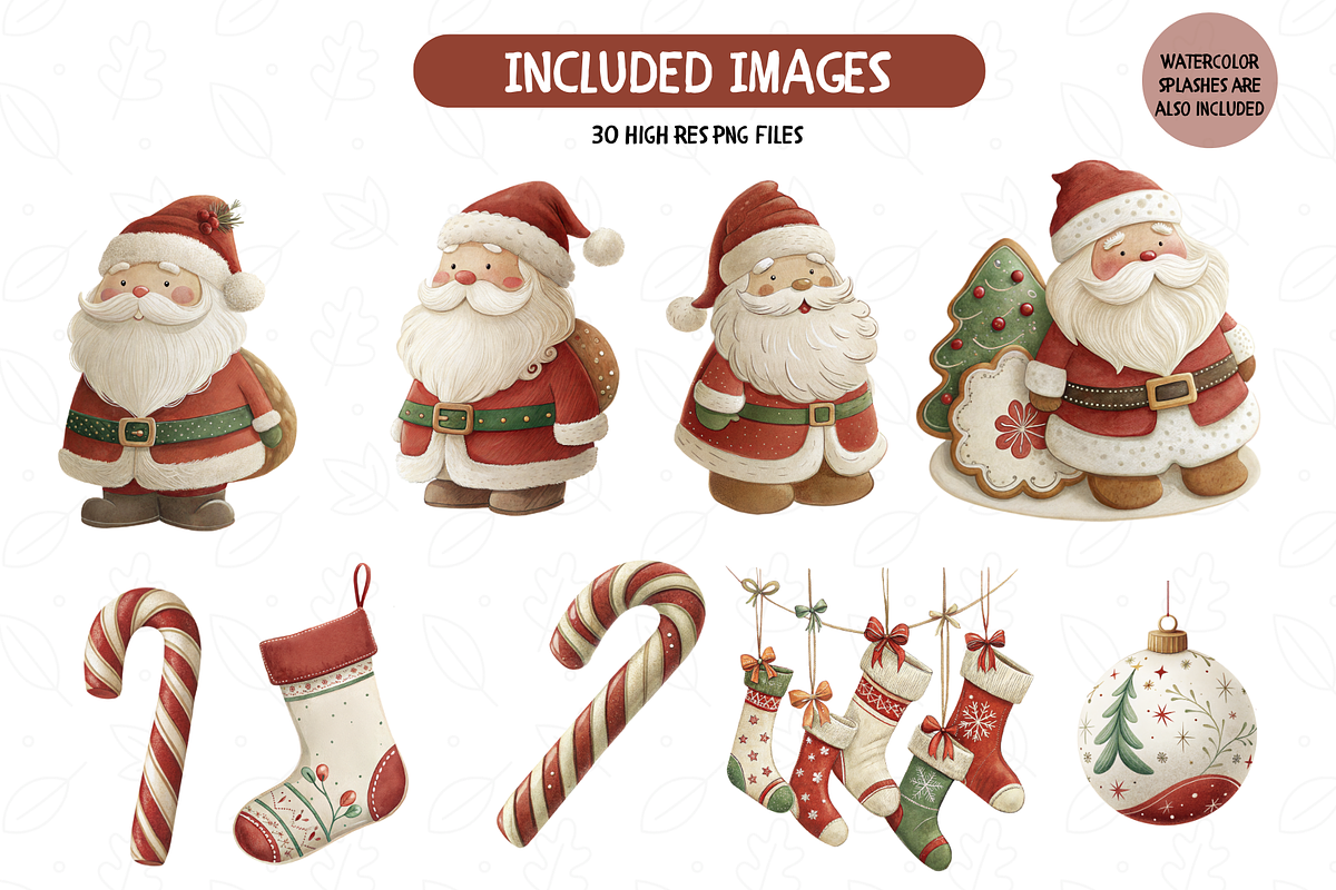 Cutie Christmas Watercolor Clipart, an Illustration by TatiMockup (Photo 2 of 5)