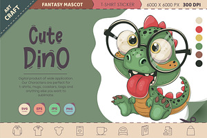 Cute cartoon dino. T-Shirt, PNG, SVG, an Animal Illustration by KENO Mascots
