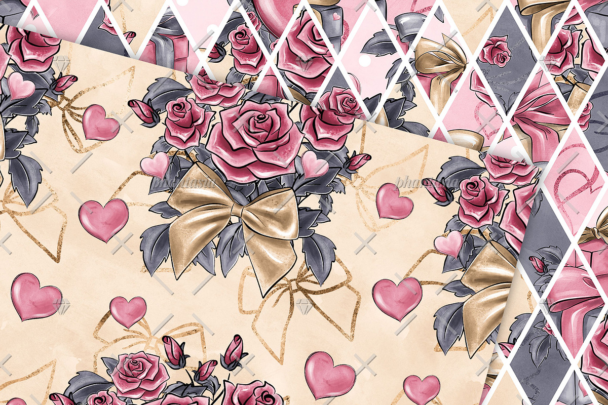Valentines Day Digital Papers, a Pattern Graphic by Phantasia Design (Photo 6 of 7)