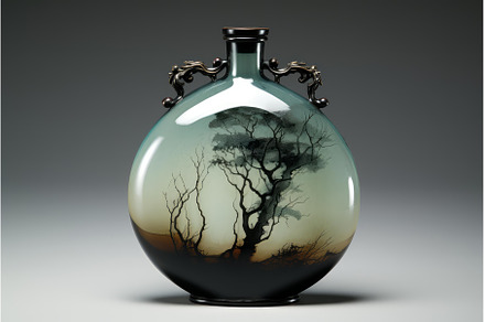 Round glass vase depicting a bare, an Arts & Entertainment Photo by Ylivdesign