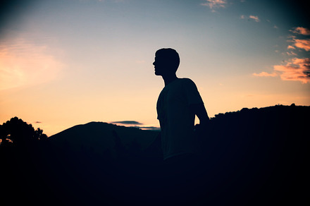 Mountain silhouette stock photograph