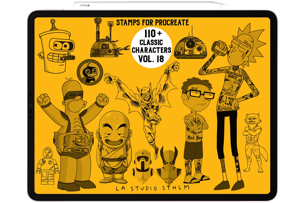 Bundle 3 Classic Character-Stamp Set, a Brush Add-On by LA Studio Sthlm (Photo 3 of 17)