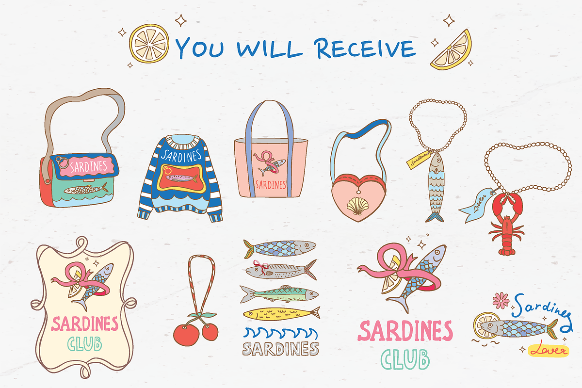 Sardine Italian aesthetic Clipart, a Food Illustration by Piixypeach (Photo 3 of 9)