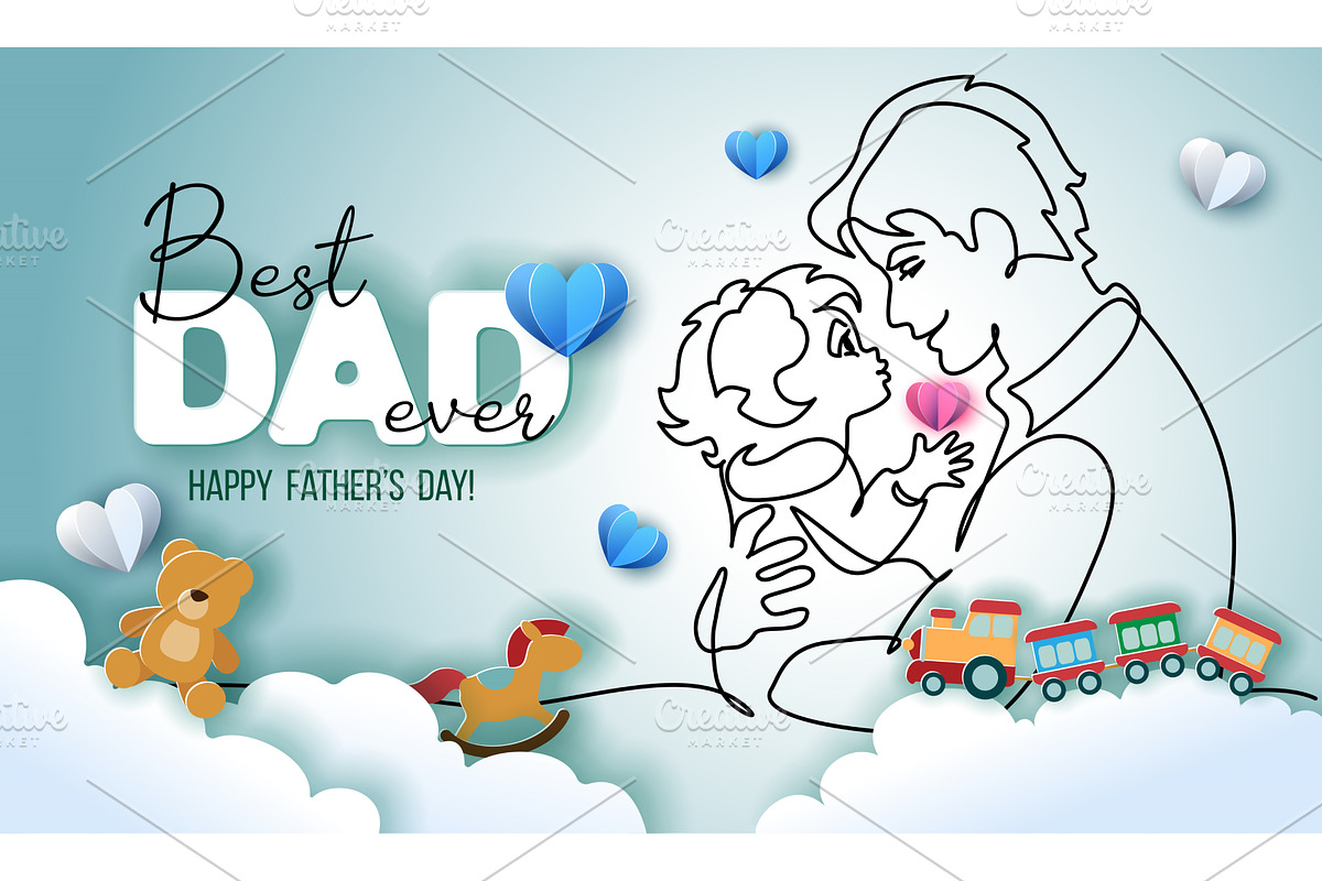 Happy Fathers Day holiday card. Dad, a Person Illustration by Valenty