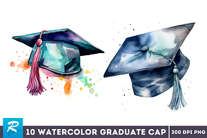 Watercolor Graduate Flower Clipart B