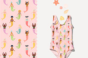Little Mermaids. Clipart & Patterns, a Decorative Illustration by annartdreams (Thumbnail 10 of 11)