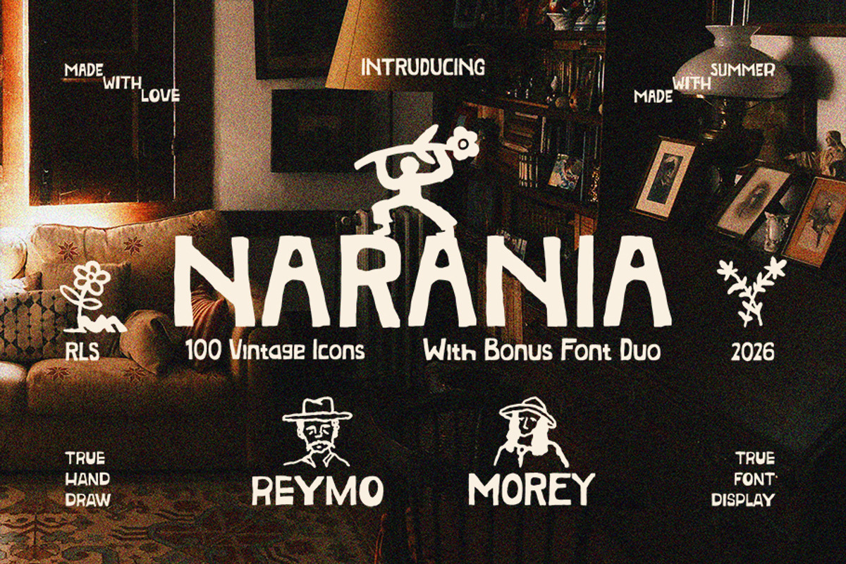 Vintage Icons + Bonus Font Duo, an Outline Icon by AROKA (Photo 1 of 9)