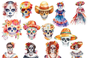 Day Of The Dead Clipart Set