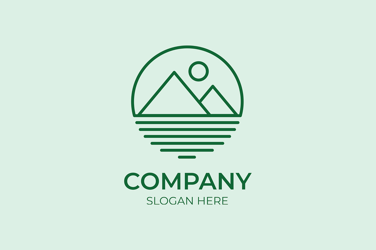 Minimalist mountain landscape logo, a Branding & Logo Template by Medianeka (Photo 1 of 3)