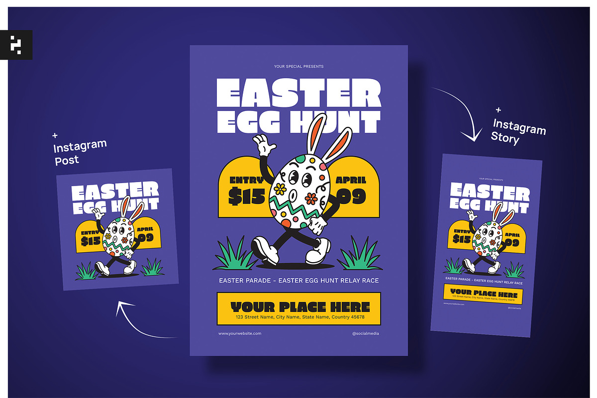 Easter Egg Hunt Flyer - Retro Groovy, a Flyer Template by Neermana (Photo 1 of 4)