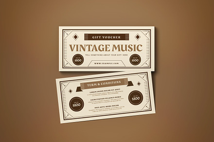 Vintage Music Voucher, a Card Template by graphicook