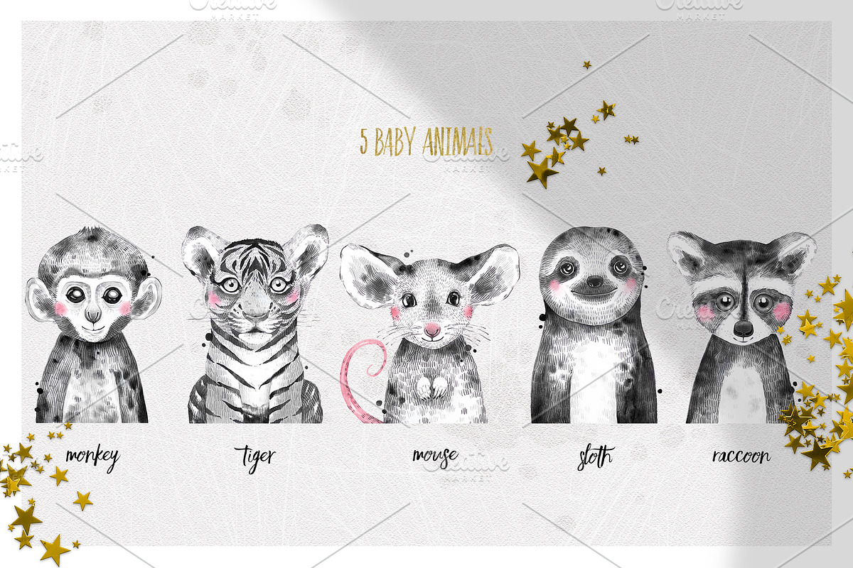 CIRCUS BABIES watercolor set, an Animal Illustration by Natali Smolova (Photo 4 of 8)