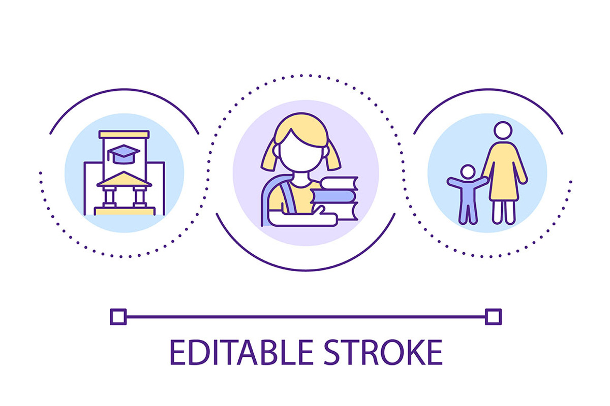 Primary school education concept, an Outline Icon by IMG Visuals