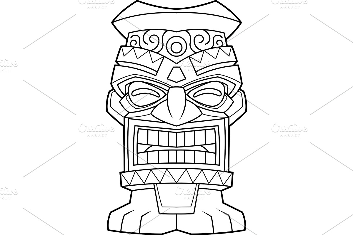 Black And White Tiki Mask, an Illustration by HitToon