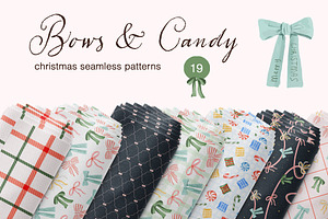 Christmas Seamless Patterns bows, a Pattern Graphic by Pattern + watercolor