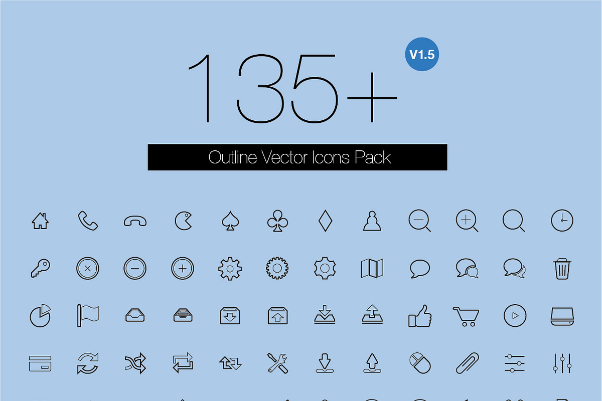 135+ outline vector icons pack, an Outline Icon by iconnice
