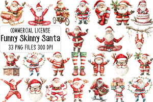Watercolor Funny Skinny Santa PNG, an Illustration by CraftArtStudio