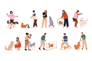 People training dogs set, a Person Illustration by PaperTrident