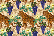 Jaguar, Datura & Grapes Pattern, a Pattern Graphic by NayaChu (Thumbnail 8 of 12)