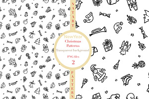 Line art Winter seamless Pattern PNG