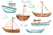 Nautical kids watercolor, a Transportation Illustration by Marina Ermakova (Thumbnail 2 of 12)